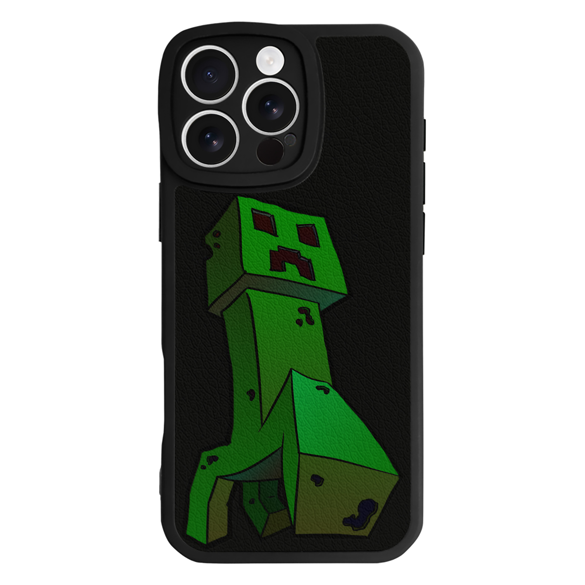 （画像用） マインクラフト ブロックの世界 Minecraft MC Block world 【iPhone 16シリーズ対応】シリコンスマホケース（レザー調） 材質：シリコン